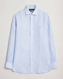  Custom Fit Dressed Striped Linen Shirt Cabana Blue