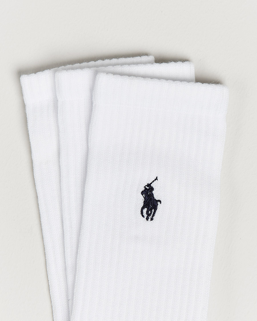 Herre | Preppy Authentic | Polo Ralph Lauren | 3-Pack Crew Sock White