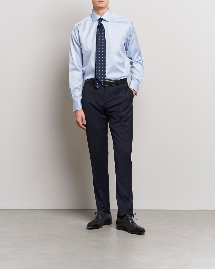 Herre | Business & Beyond - Formal | Eton | Contemporary Fit Shirt Double Cuff Blue