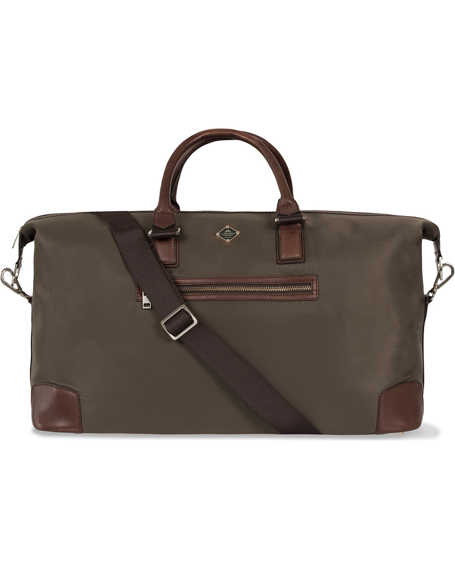 Herre | J.Lindeberg S-Bag 50001 Nylon/Leather Weekendbag Military Green | J.Lindeberg | S-Bag 50001 Nylon/Leather Weekendbag Military Green