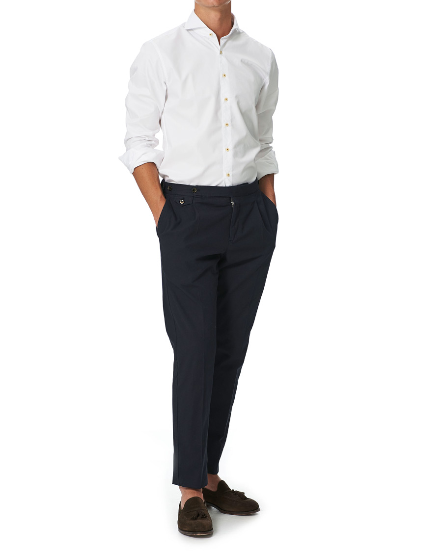 Herre | Skjorter | Stenströms | Slimline Washed Cotton Plain Shirt White