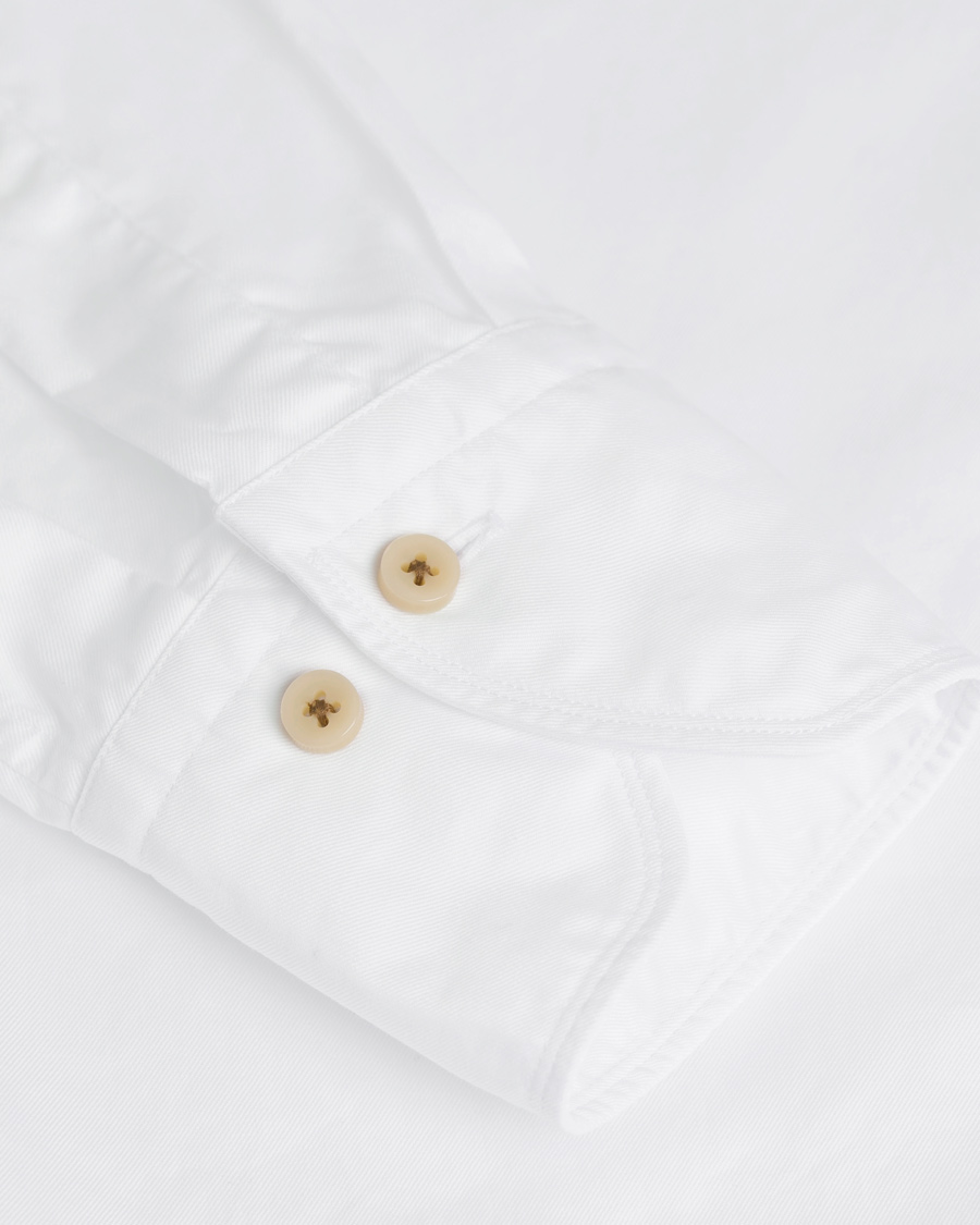 Herre | Skjorter | Stenströms | Slimline Washed Cotton Plain Shirt White