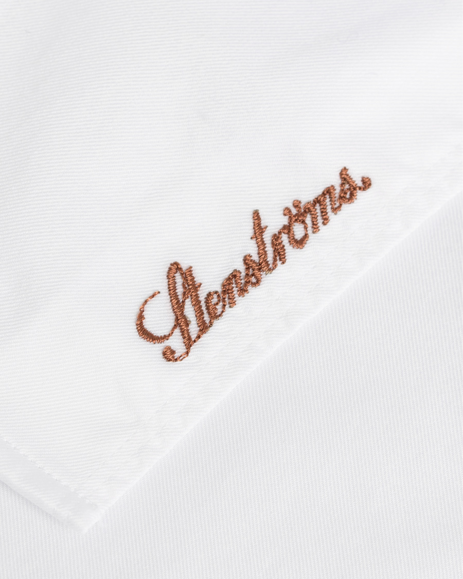 Herre | Skjorter | Stenströms | Slimline Washed Cotton Plain Shirt White