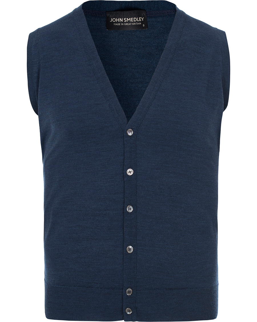 Herre | Trøjer | John Smedley | Finagon Slim Fit Waistcoat Indigo