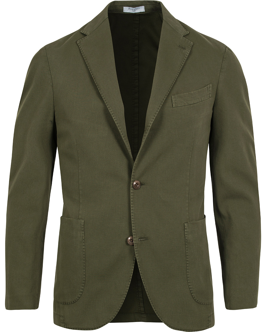 Herre | Blazere & jakker | Boglioli | Coat Patch Pocket Stretch Cotton Blazer Dark Green
