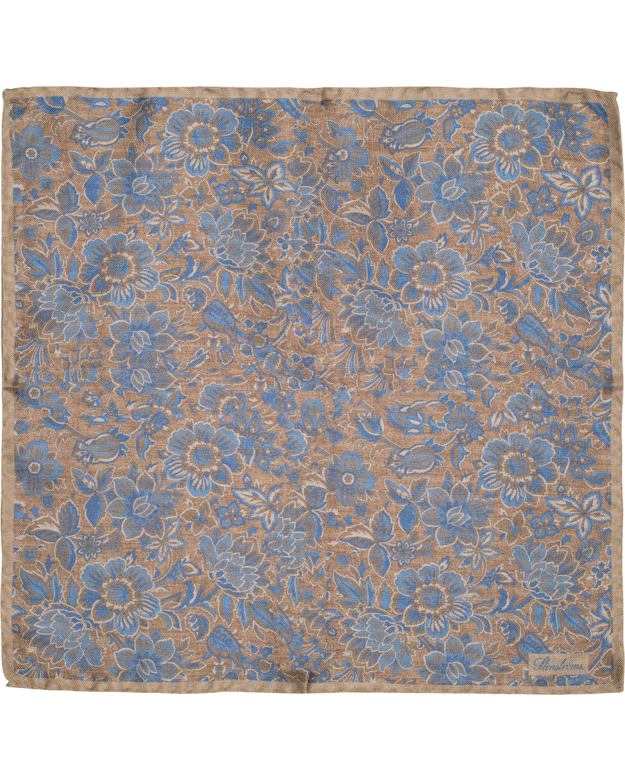 Herre | Stenströms Printed Flower Pocket Square Brown | Stenströms | Printed Flower Pocket Square Brown