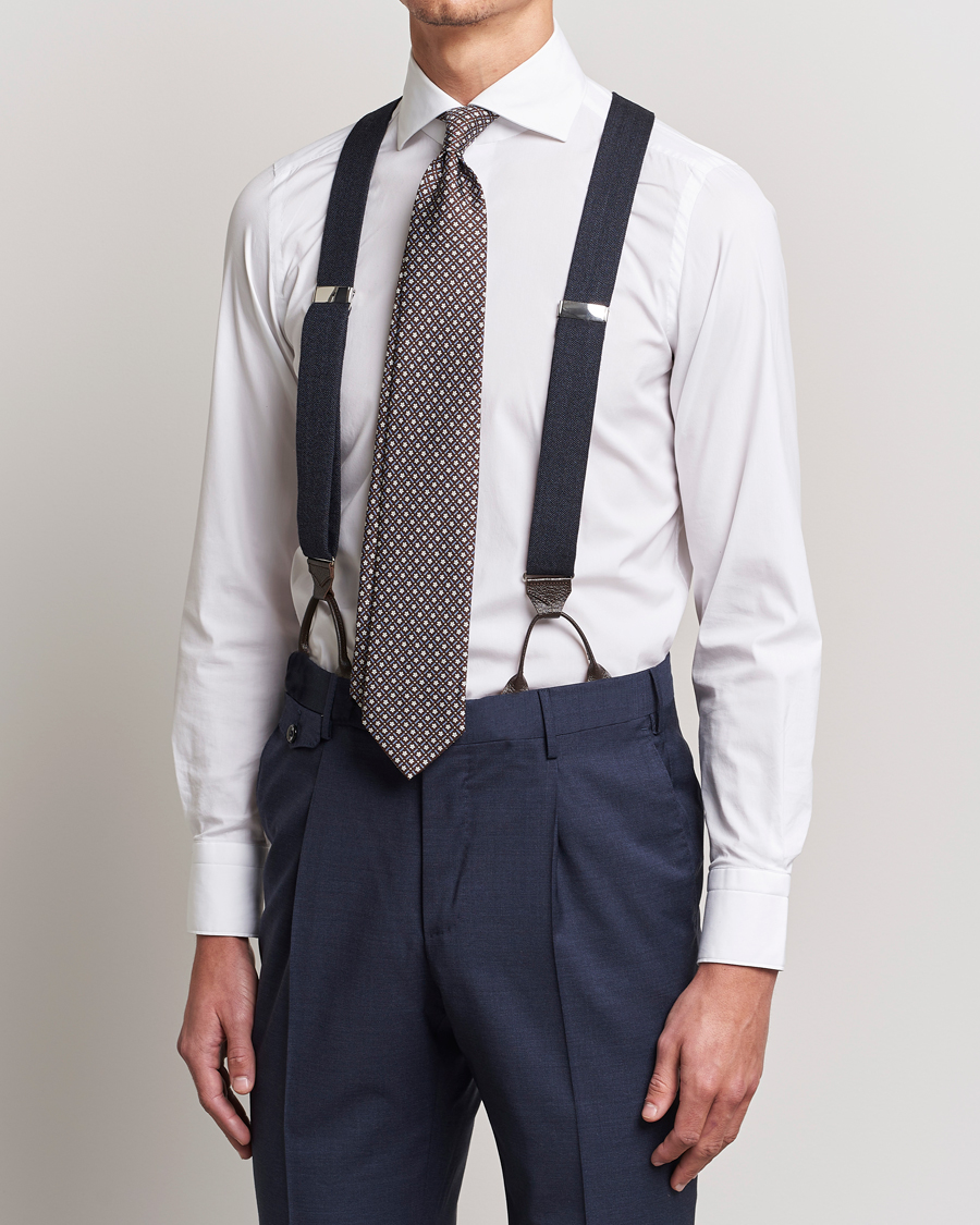 Herre | Best of British | Albert Thurston | Herringbone Braces 40mm Dark Blue 