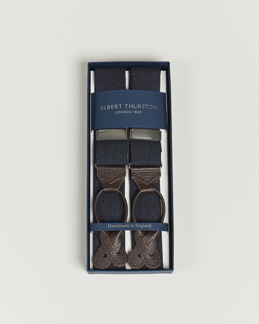 Herre | Seler | Albert Thurston | Herringbone Braces 40mm Dark Blue