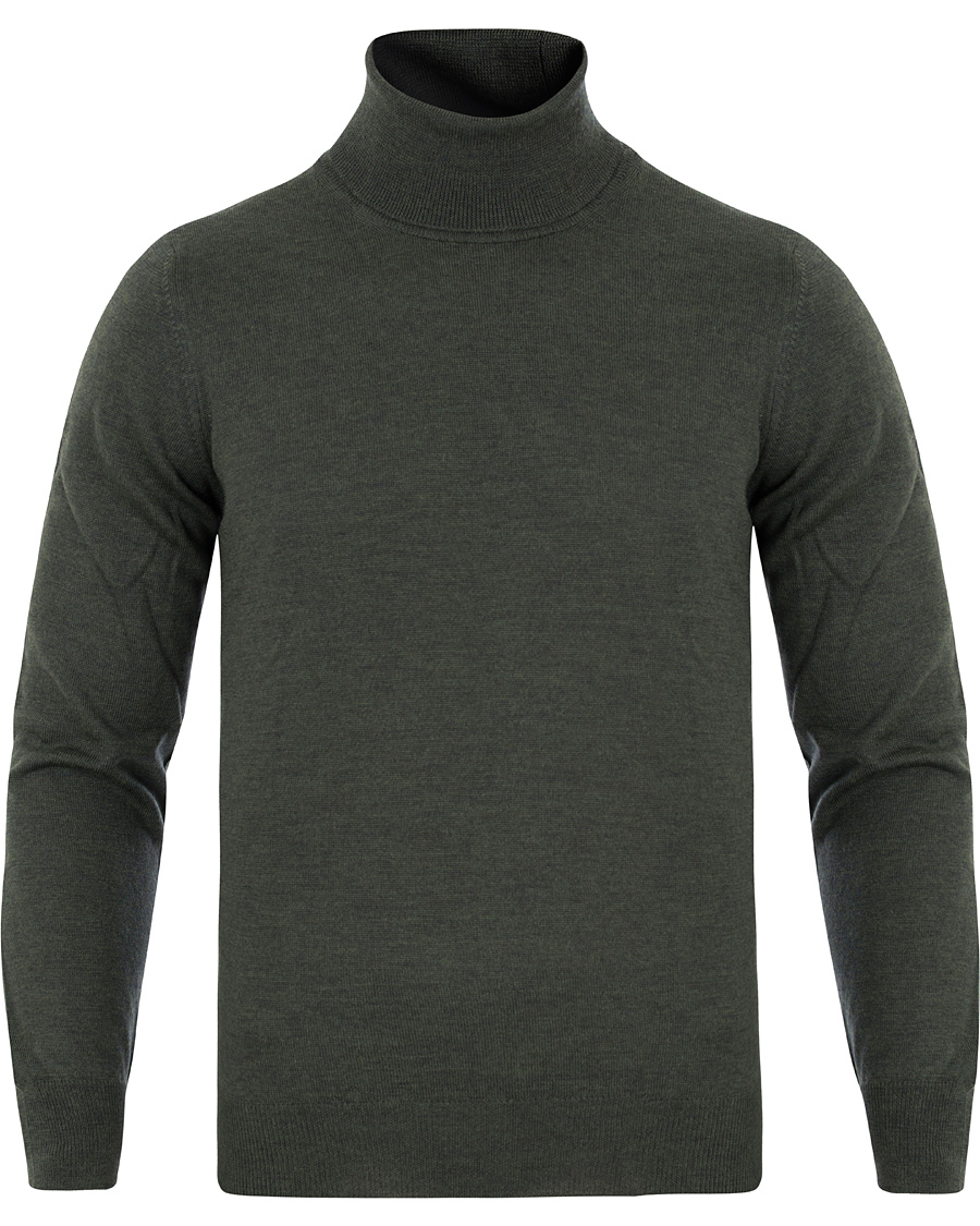 Herre | Trøjer | Gran Sasso | Merino Fashion Fit Roll Neck Moss Green