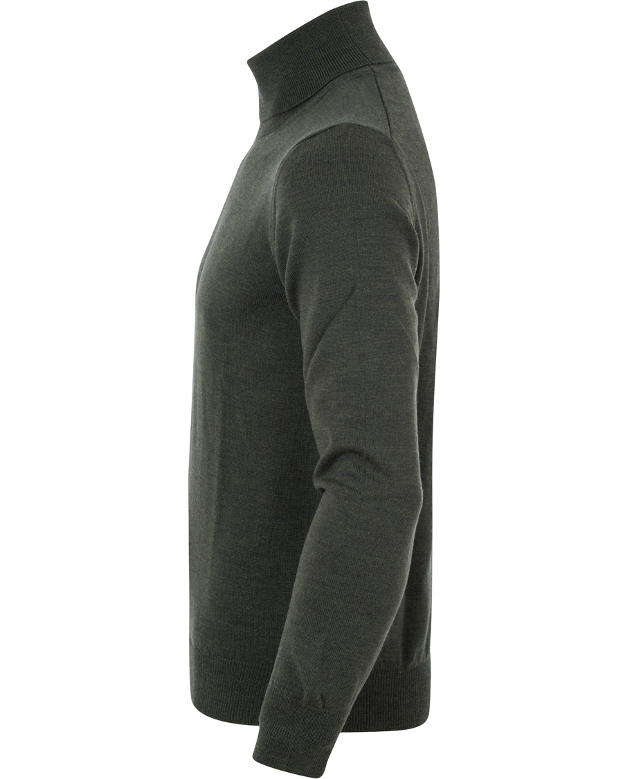 Herre | Trøjer | Gran Sasso | Merino Fashion Fit Roll Neck Moss Green