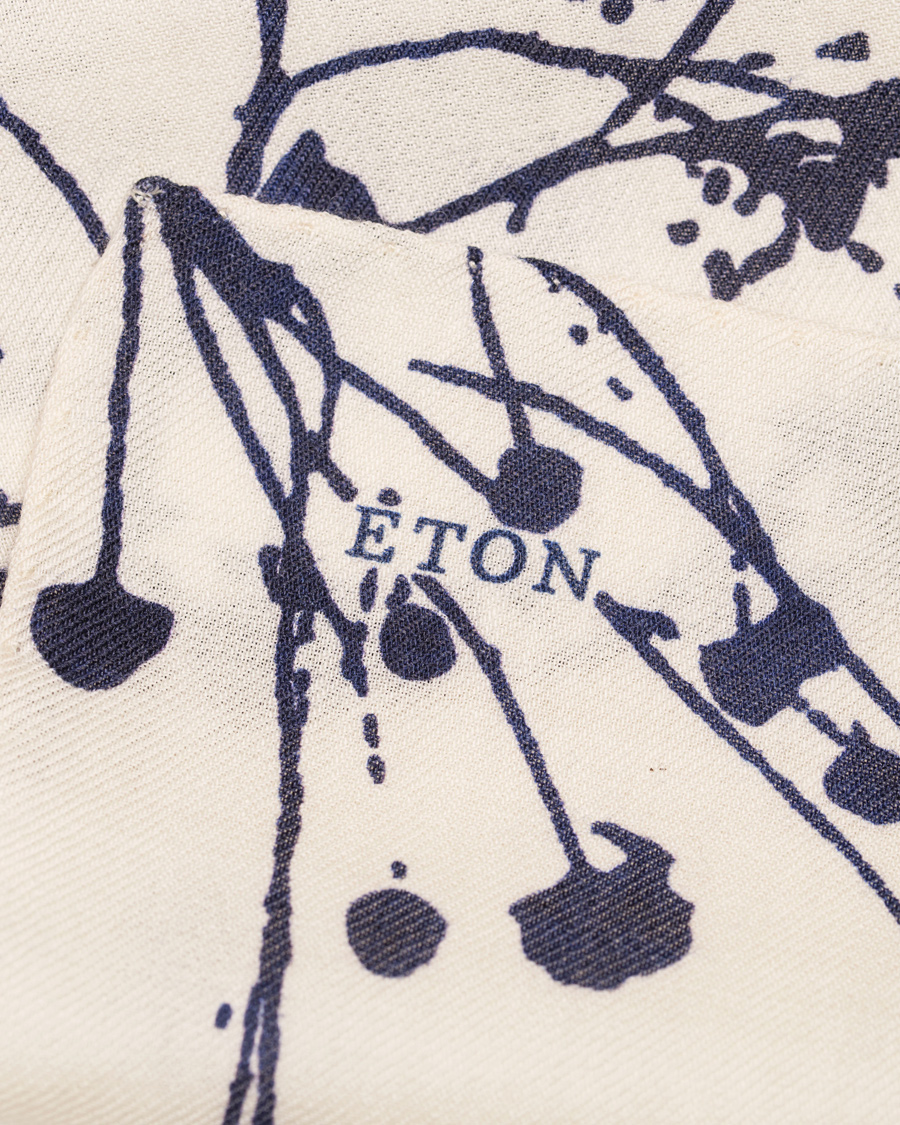 Herre | Eton Splash Wool/Silk Pocket Sqaure White/Blue | Eton | Splash Wool/Silk Pocket Sqaure White/Blue