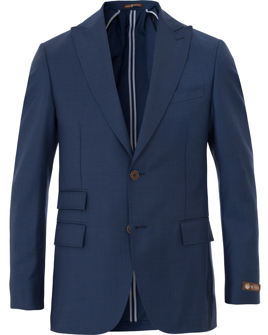 Herre | Jakkesæt | Morris Heritage | Frank Wool Solid Vitale Barberis Peak Lapel Suit Navy