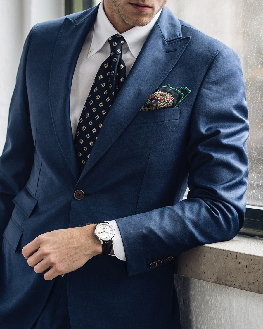 Herre | Jakkesæt | Morris Heritage | Frank Wool Solid Vitale Barberis Peak Lapel Suit Navy
