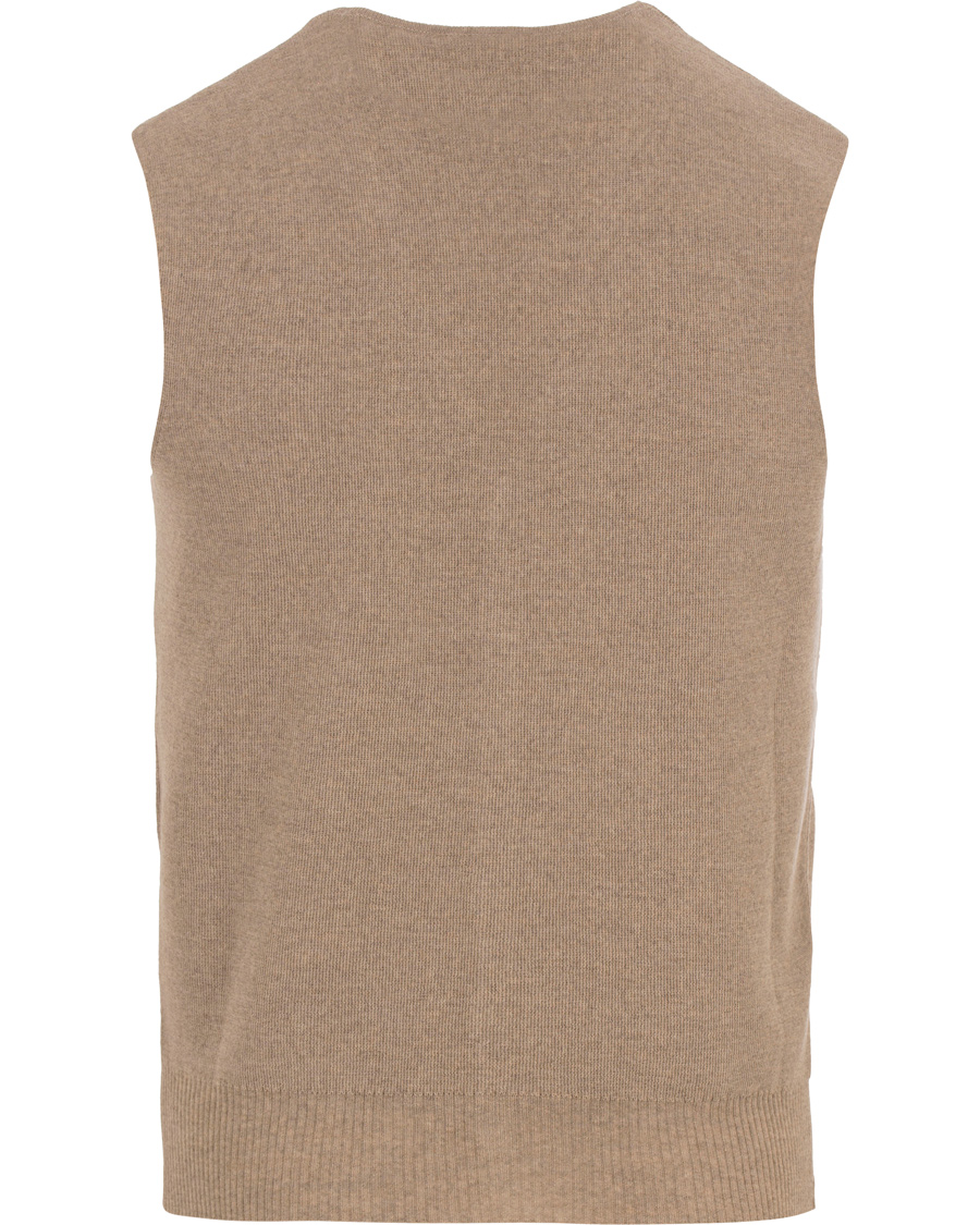 Herre | Trøjer | Oscar Jacobson | Tailor Extrafine Merino Wool Waistcoat Beige