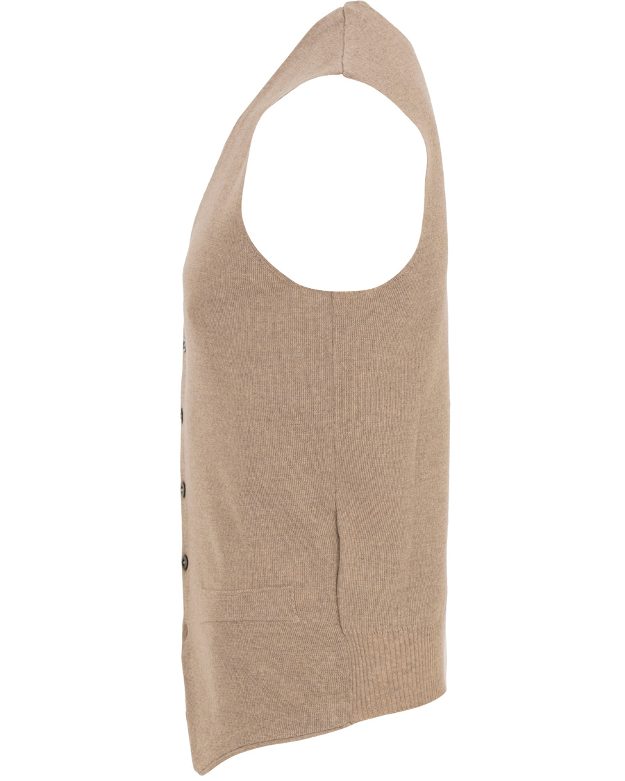 Herre | Trøjer | Oscar Jacobson | Tailor Extrafine Merino Wool Waistcoat Beige