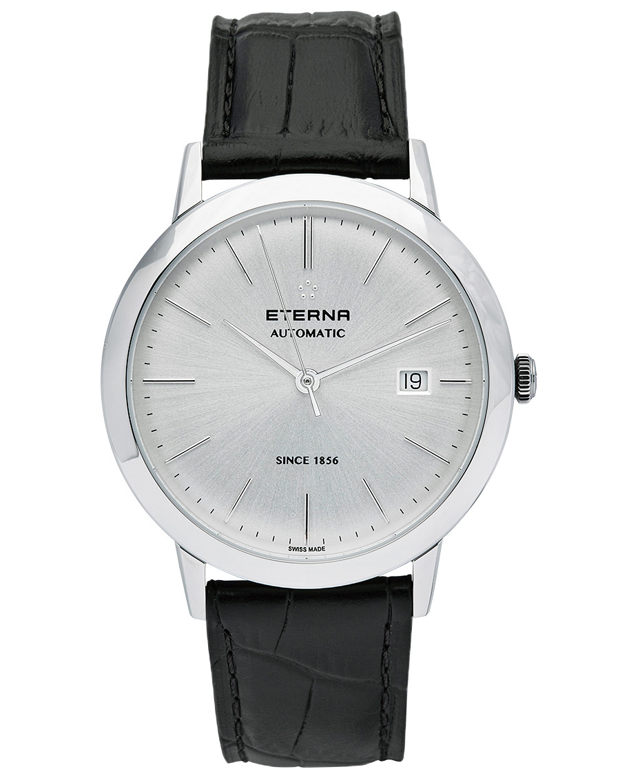 Herre | Eterna Eternity Automatic Silver/Black Silver/Black Leather 40mm | Eterna | Eternity Automatic Silver/Black Silver/Black Leather 40mm