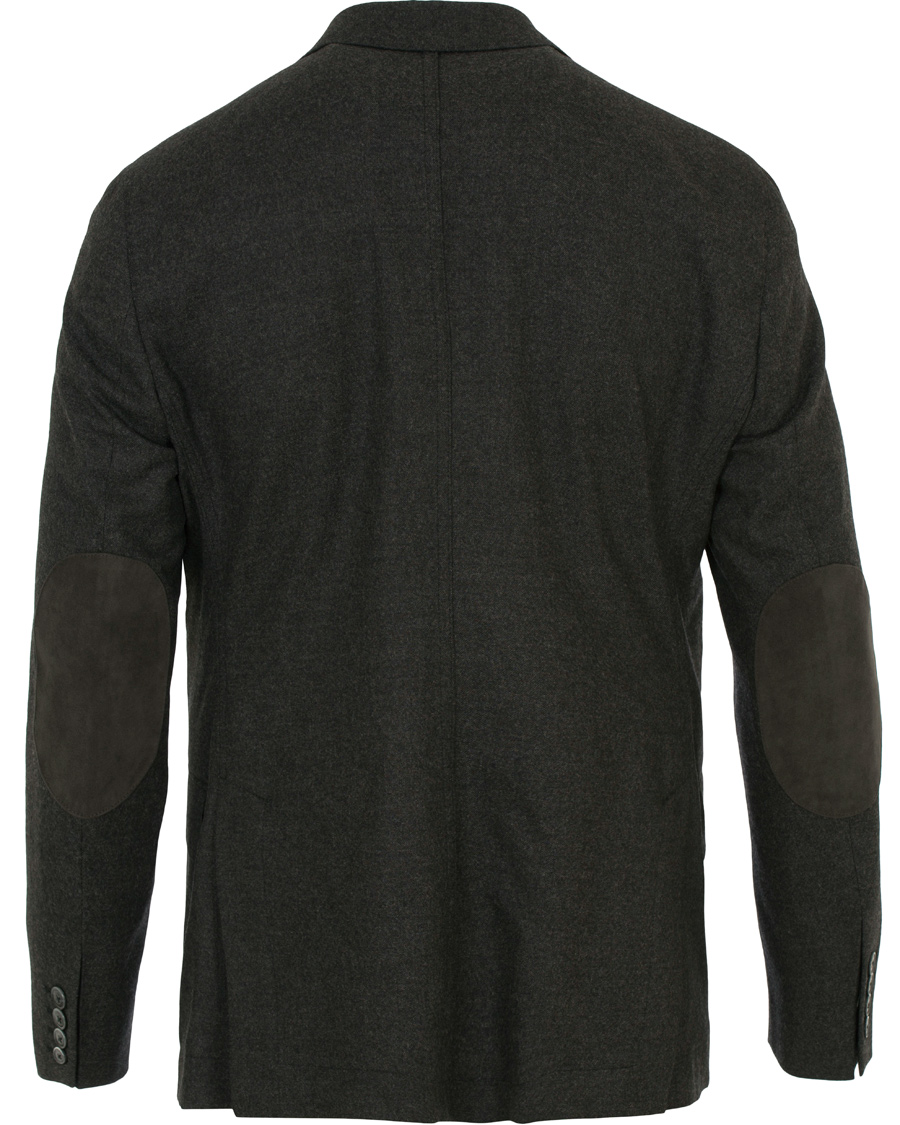 Herre | Blazere & jakker | Hackett | Solid Flannel Suede Elbow Patch Blazer Grey