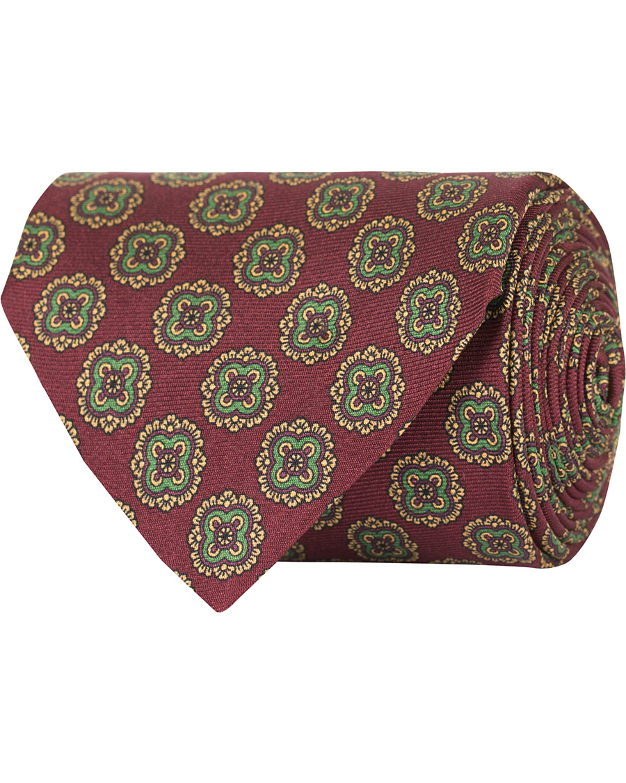 Herre | Amanda Christensen Silk Printed Medallion 8 cm Tie Wine Red | Amanda Christensen | Silk Printed Medallion 8 cm Tie Wine Red