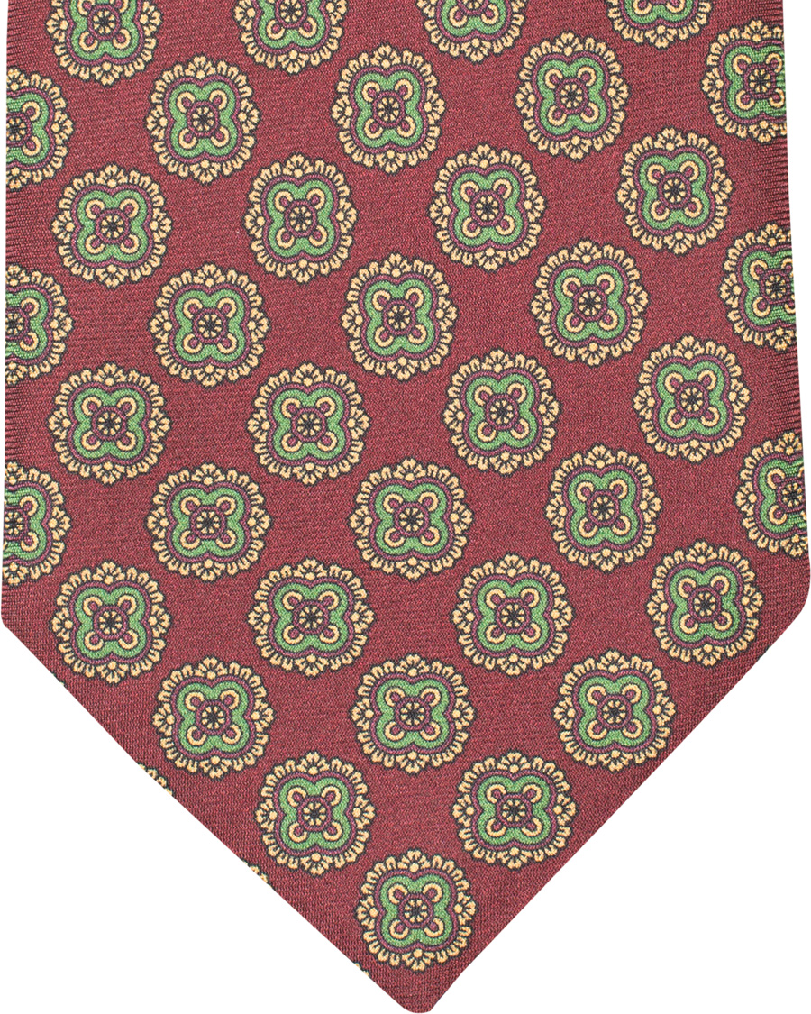 Herre | Amanda Christensen Silk Printed Medallion 8 cm Tie Wine Red | Amanda Christensen | Silk Printed Medallion 8 cm Tie Wine Red