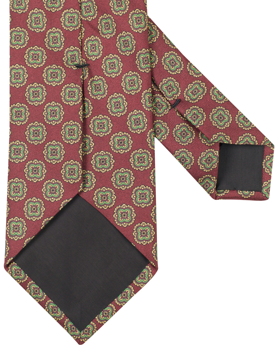 Herre | Amanda Christensen Silk Printed Medallion 8 cm Tie Wine Red | Amanda Christensen | Silk Printed Medallion 8 cm Tie Wine Red