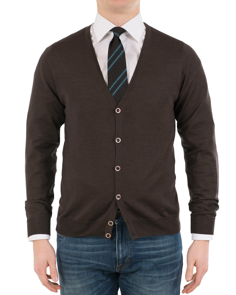 Herre | Trøjer | Stenströms | Merino Zegna Knitted Cardigan Brown