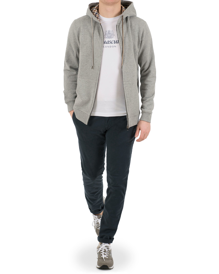 Aquascutum Arlo Full Zip Hoodie Grey Melange hos CareOfCarl.dk