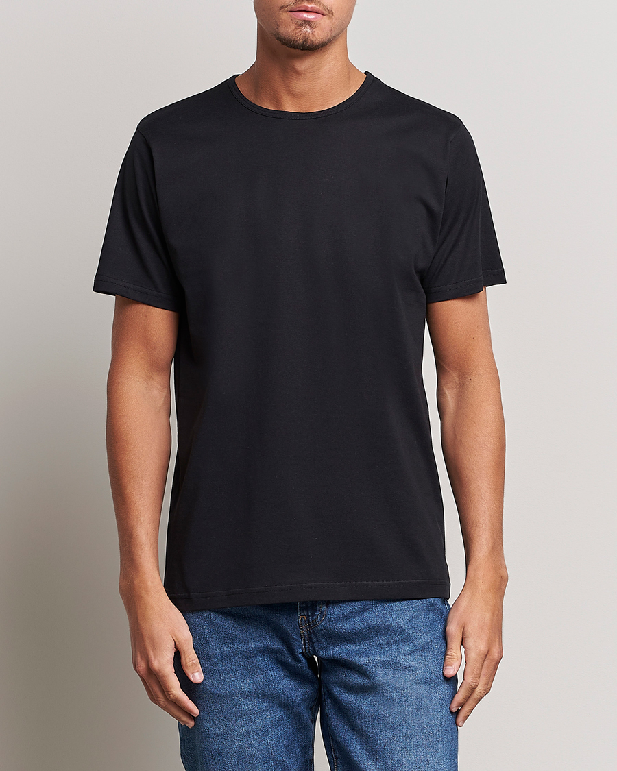 Herre |  | Sunspel | Superfine Cotton Crew Neck Tee Black