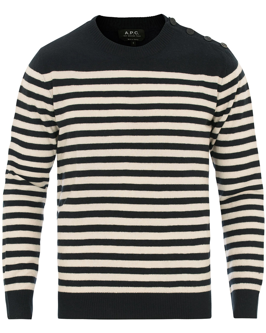 Herre | Trøjer | A.P.C. | Skye Button Stripe Knit Dark Navy/White