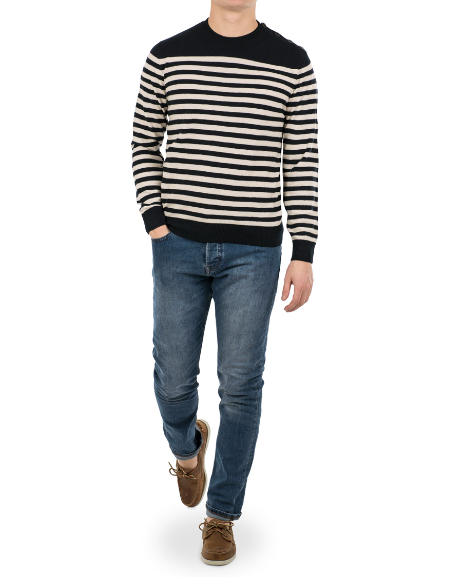Herre | Trøjer | A.P.C. | Skye Button Stripe Knit Dark Navy/White