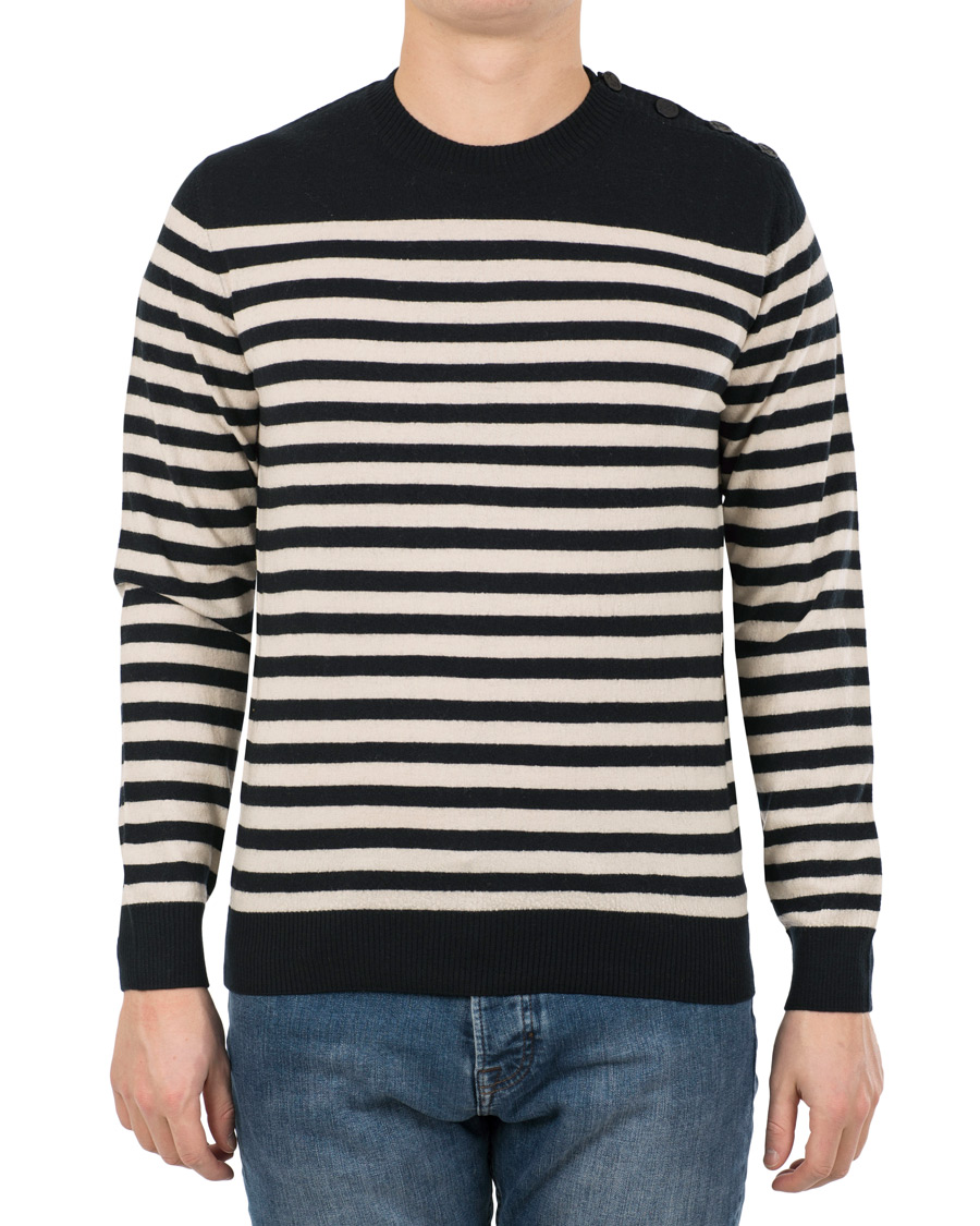 Herre | Trøjer | A.P.C. | Skye Button Stripe Knit Dark Navy/White