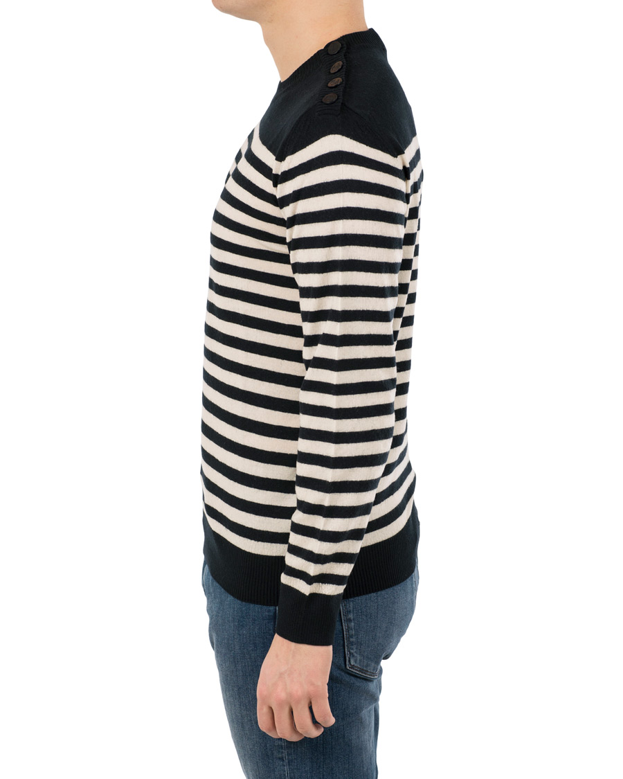 Herre | Trøjer | A.P.C. | Skye Button Stripe Knit Dark Navy/White