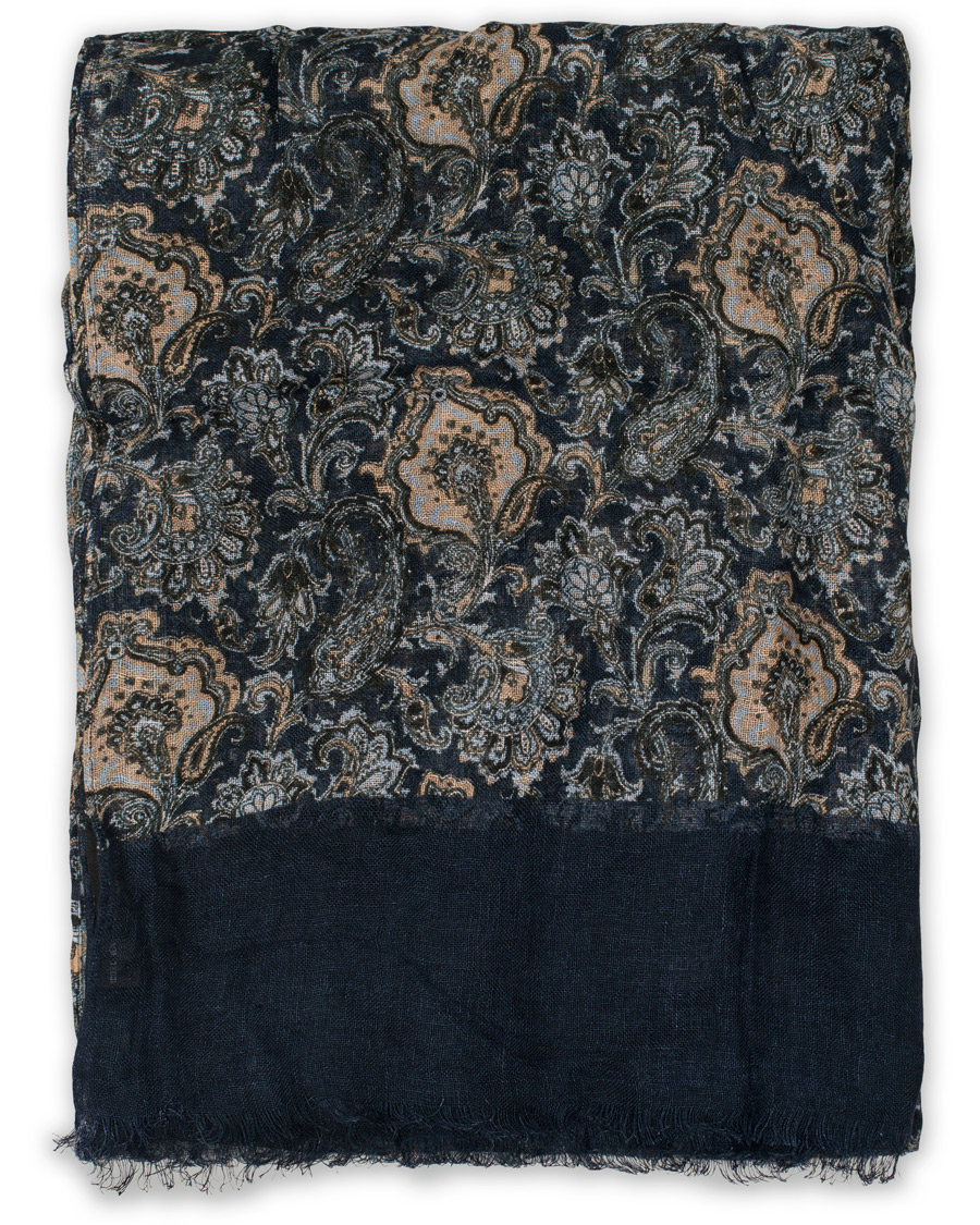 Herre | Amanda Christensen Linen Paisley Scarf Navy | Amanda Christensen | Linen Paisley Scarf Navy