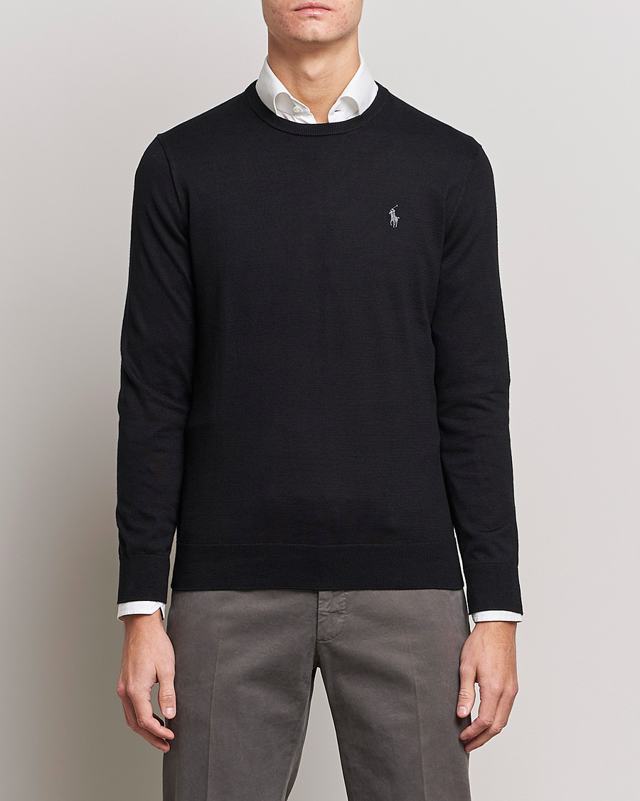 Herre | Trøjer | Polo Ralph Lauren | Pima Cotton Crew Neck Pullover Polo Black