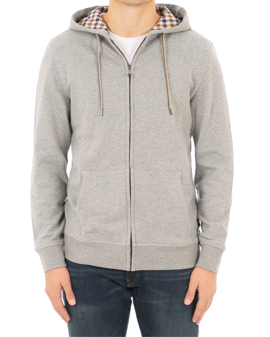 Aquascutum Arlo Zip Hoodie Grey Melange hos CareOfCarl.dk