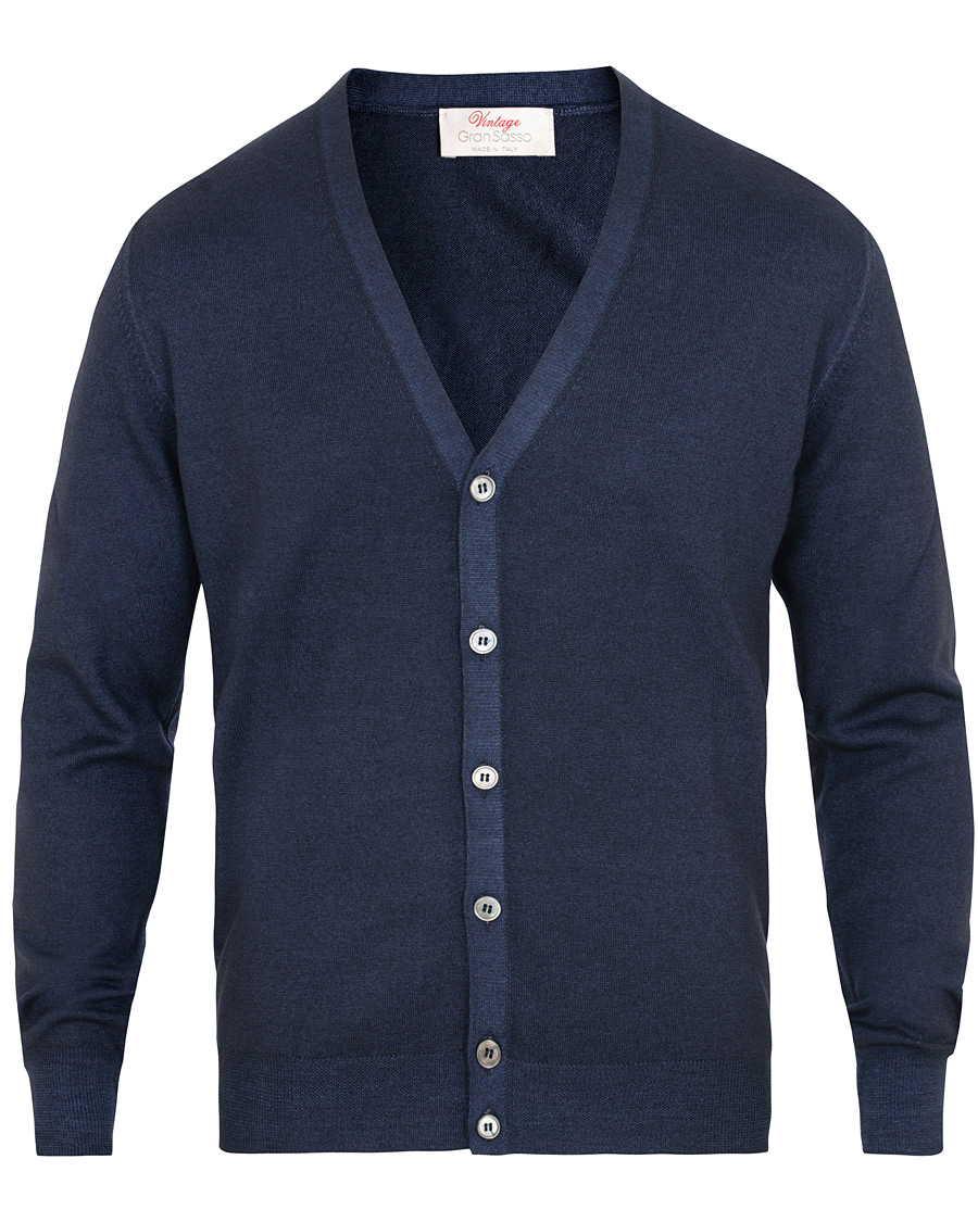 Herre | Trøjer | Gran Sasso | Vintage Merino Fashion Fit Cardigan Navy