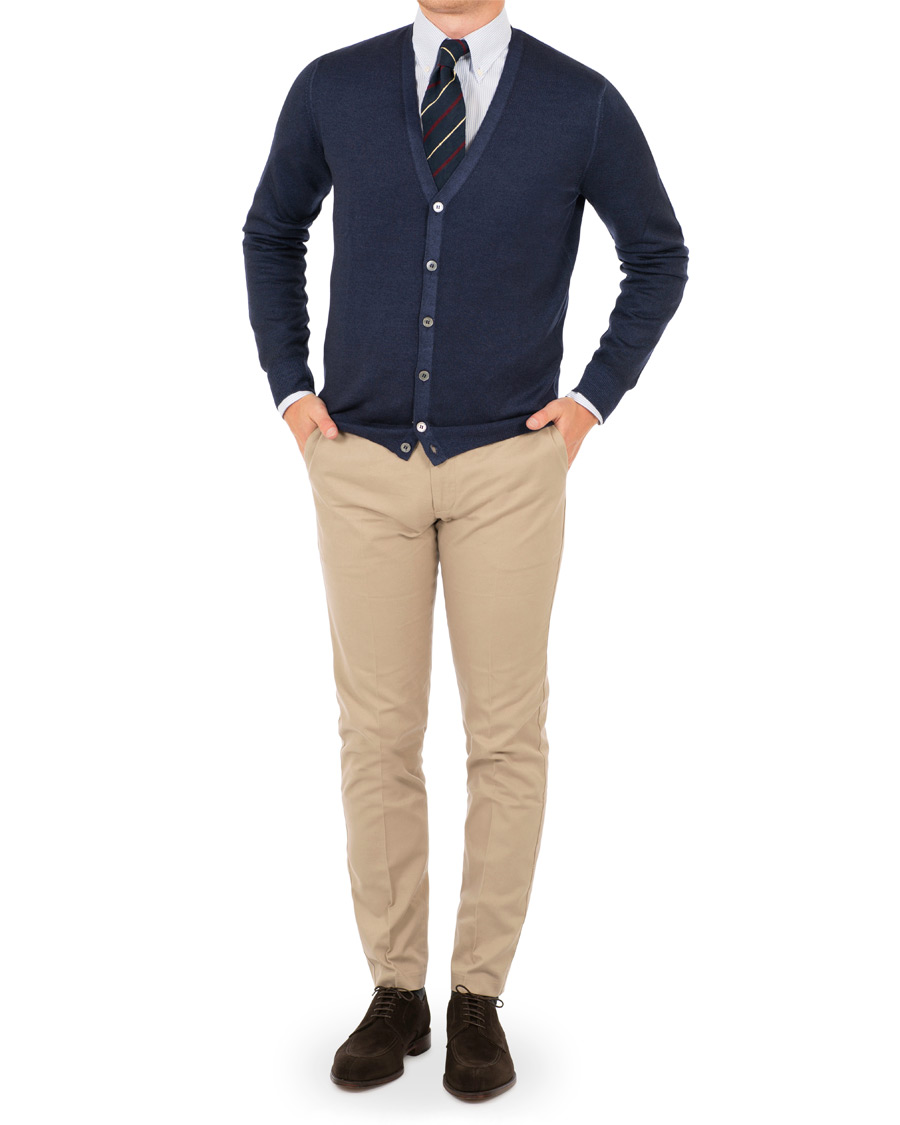 Herre | Trøjer | Gran Sasso | Vintage Merino Fashion Fit Cardigan Navy