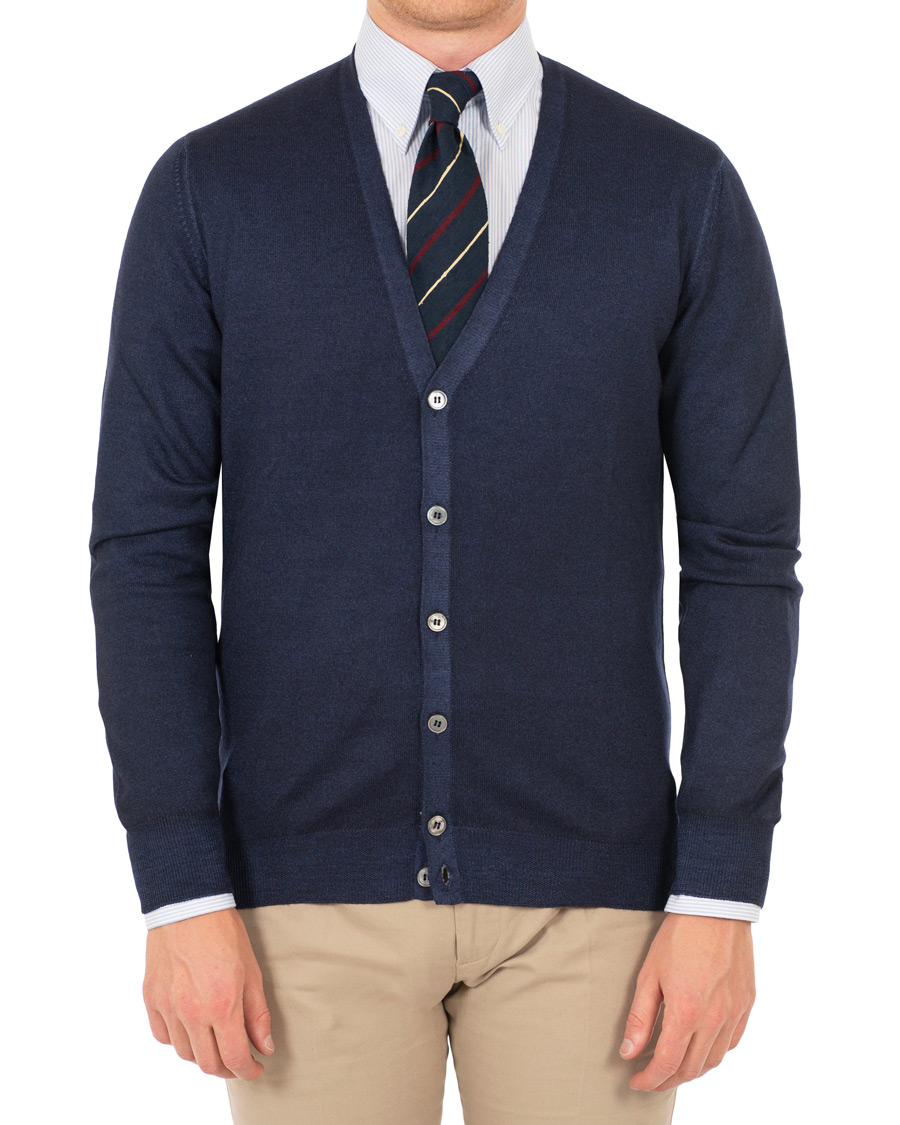Herre | Trøjer | Gran Sasso | Vintage Merino Fashion Fit Cardigan Navy