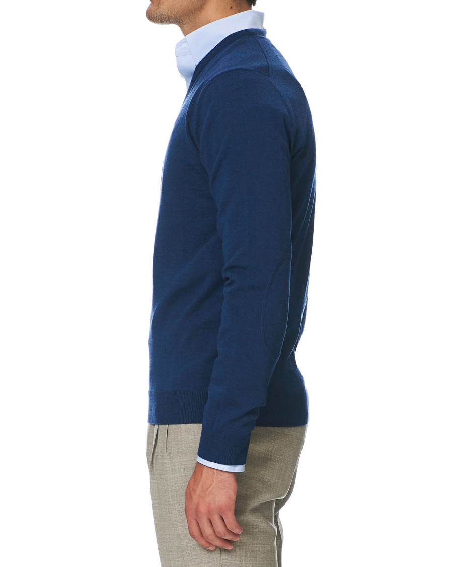 Herre | Trøjer | Stenströms | Merino V- Neck Pullover Denim Blue