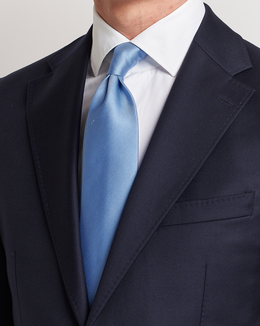 Herre | Festive | Eton | Silk Basket Weave Tie Light Blue