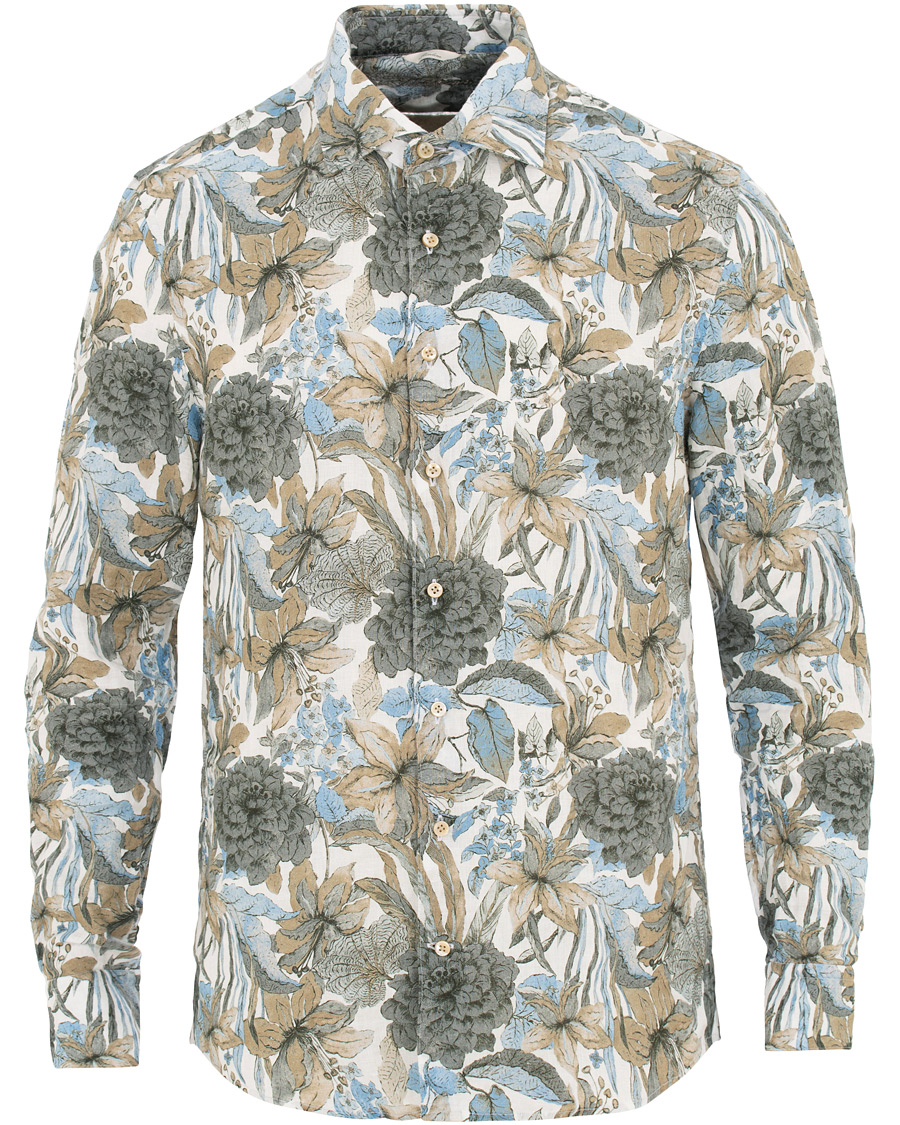 Herre | Skjorter | Stenströms | Slimline Printed Flower Shirt White