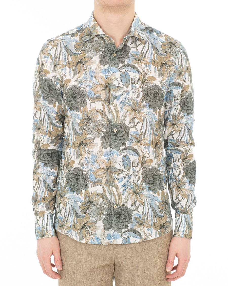 Herre | Skjorter | Stenströms | Slimline Printed Flower Shirt White