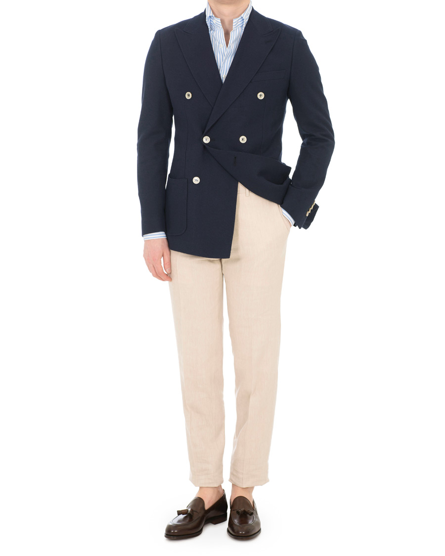 Herre | Blazere & jakker | Morris Heritage | Grant Fishbone Double Breasted Blazer Navy