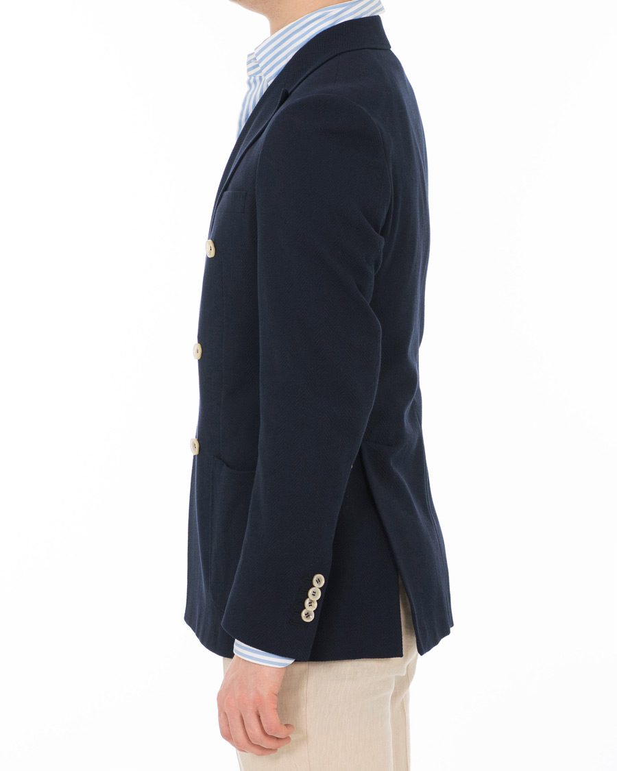 Herre | Blazere & jakker | Morris Heritage | Grant Fishbone Double Breasted Blazer Navy