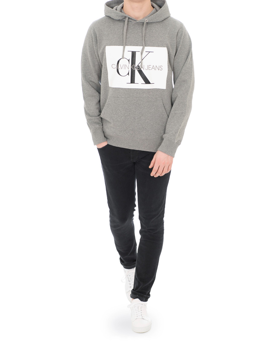 Calvin Klein Jeans Monogram Box Logo Hoodie Grey Melange CareOfCarl