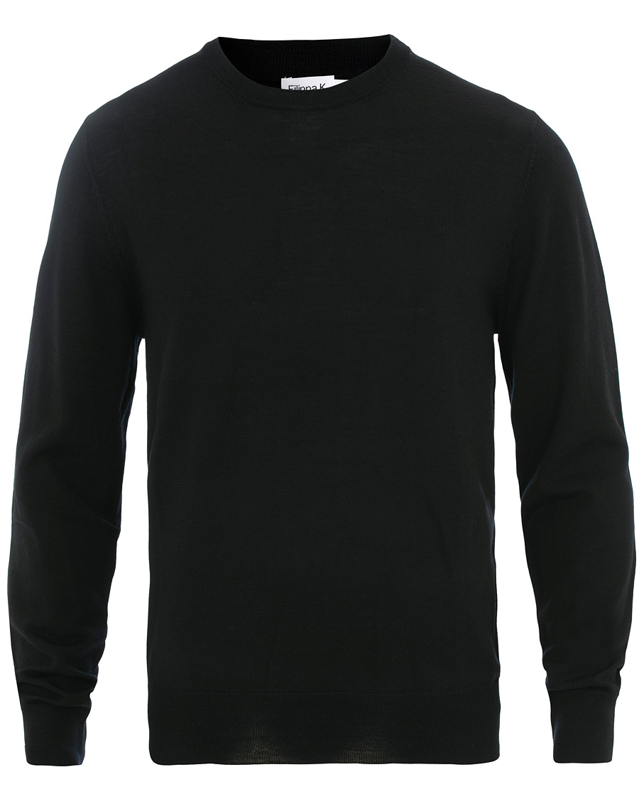 Herre | Trøjer | Filippa K | Merino Round Neck Sweater Black