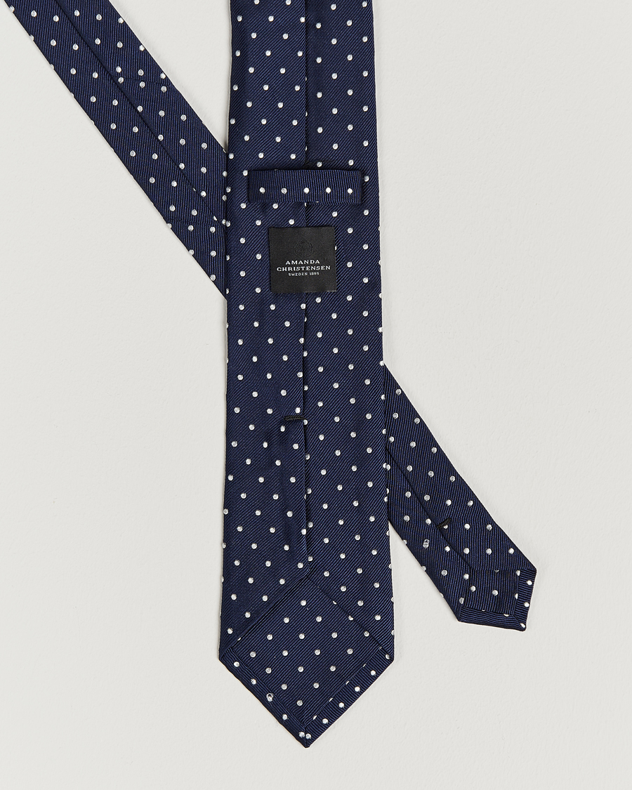 Herre | Slips | Amanda Christensen | Dot Classic Tie 8 cm Navy/White