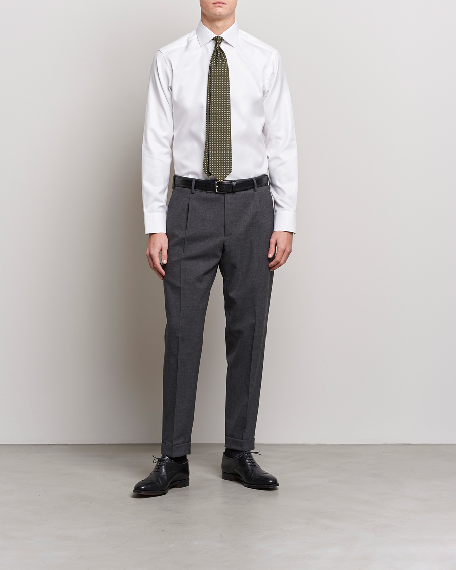 Herre | Business & Beyond - Formal | Eton | Slim Fit Textured Twill Shirt White