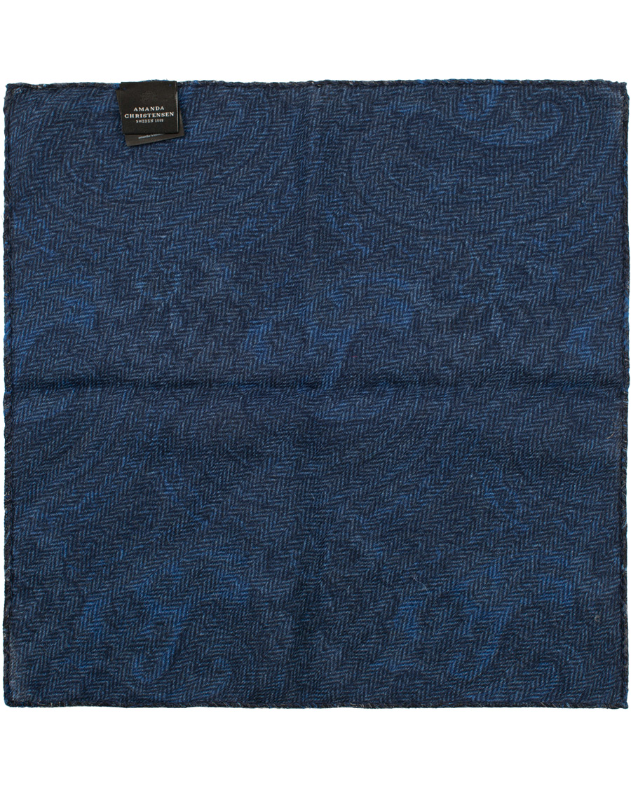 Herre | Amanda Christensen Wool Doublefaced Printed Paisley Pocket Square Blue | Amanda Christensen | Wool Doublefaced Printed Paisley Pocket Square Blue