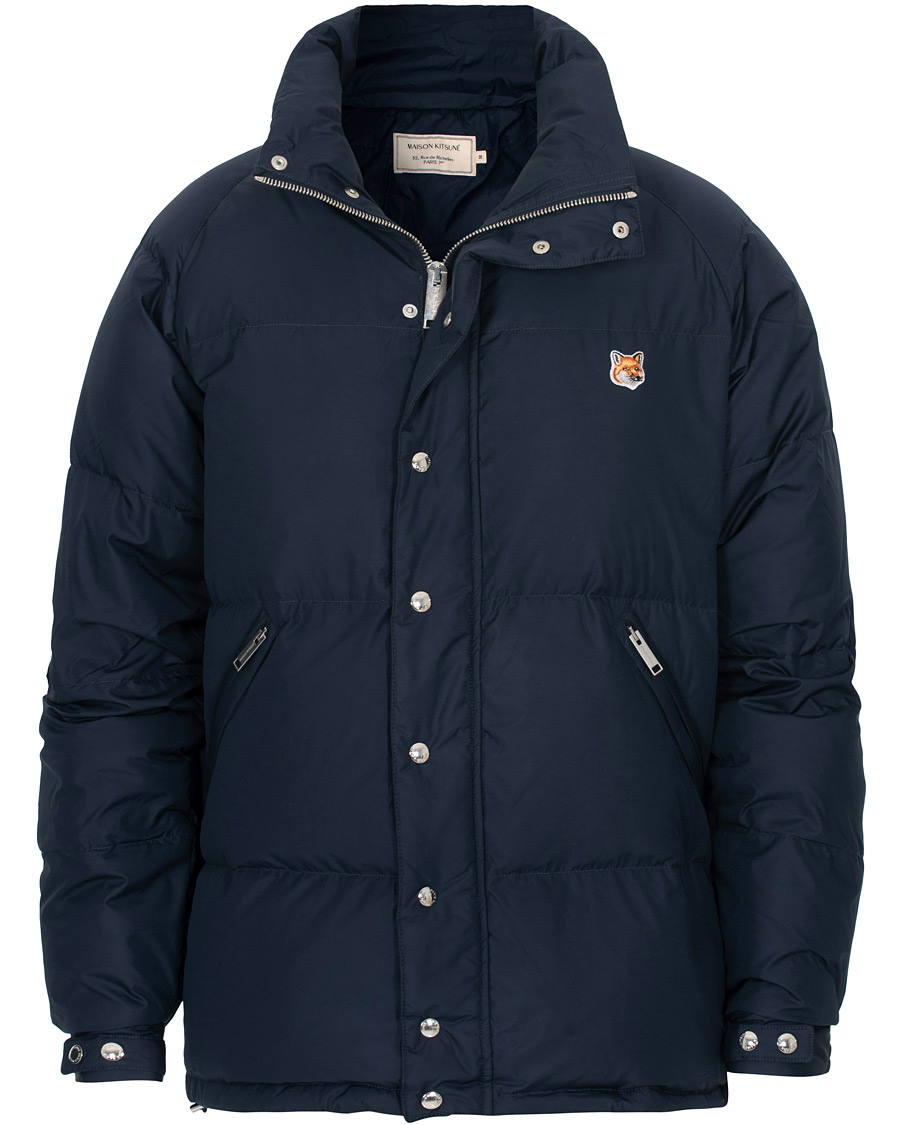 Maison Kitsuné Fox Head Patch Down Jacket Navy - CareOfCarl.dk