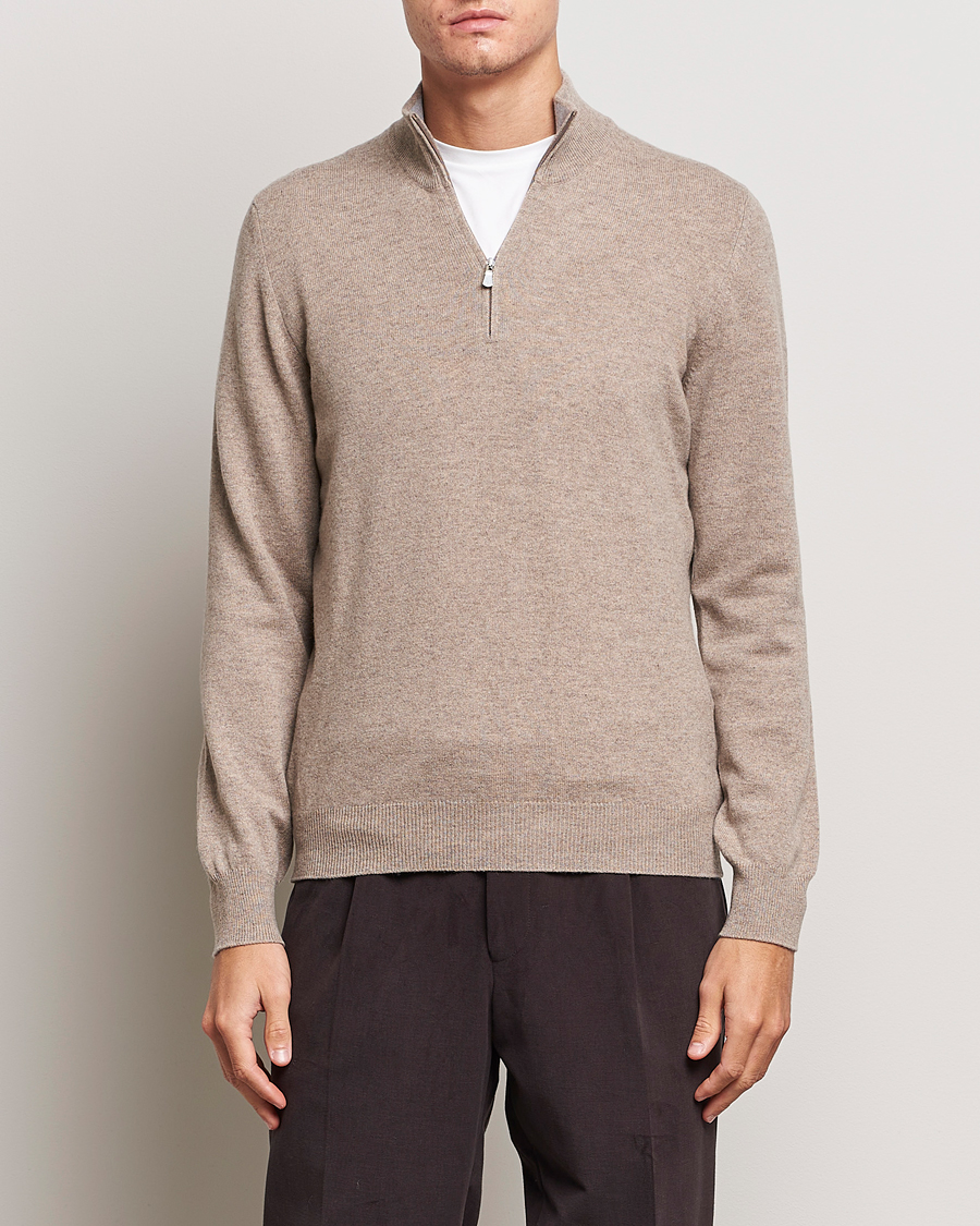 Herre |  | Gran Sasso | Wool/Cashmere Half Zip Beige